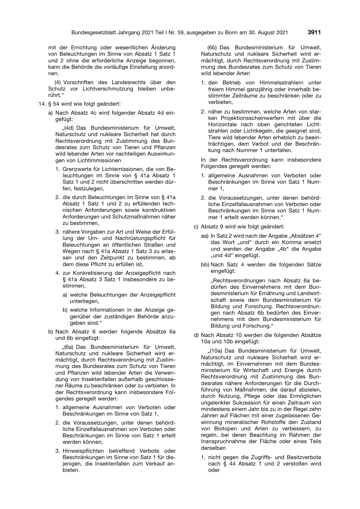 BGBl. 2021, Seite 3911 — Originalseite als Abbildung