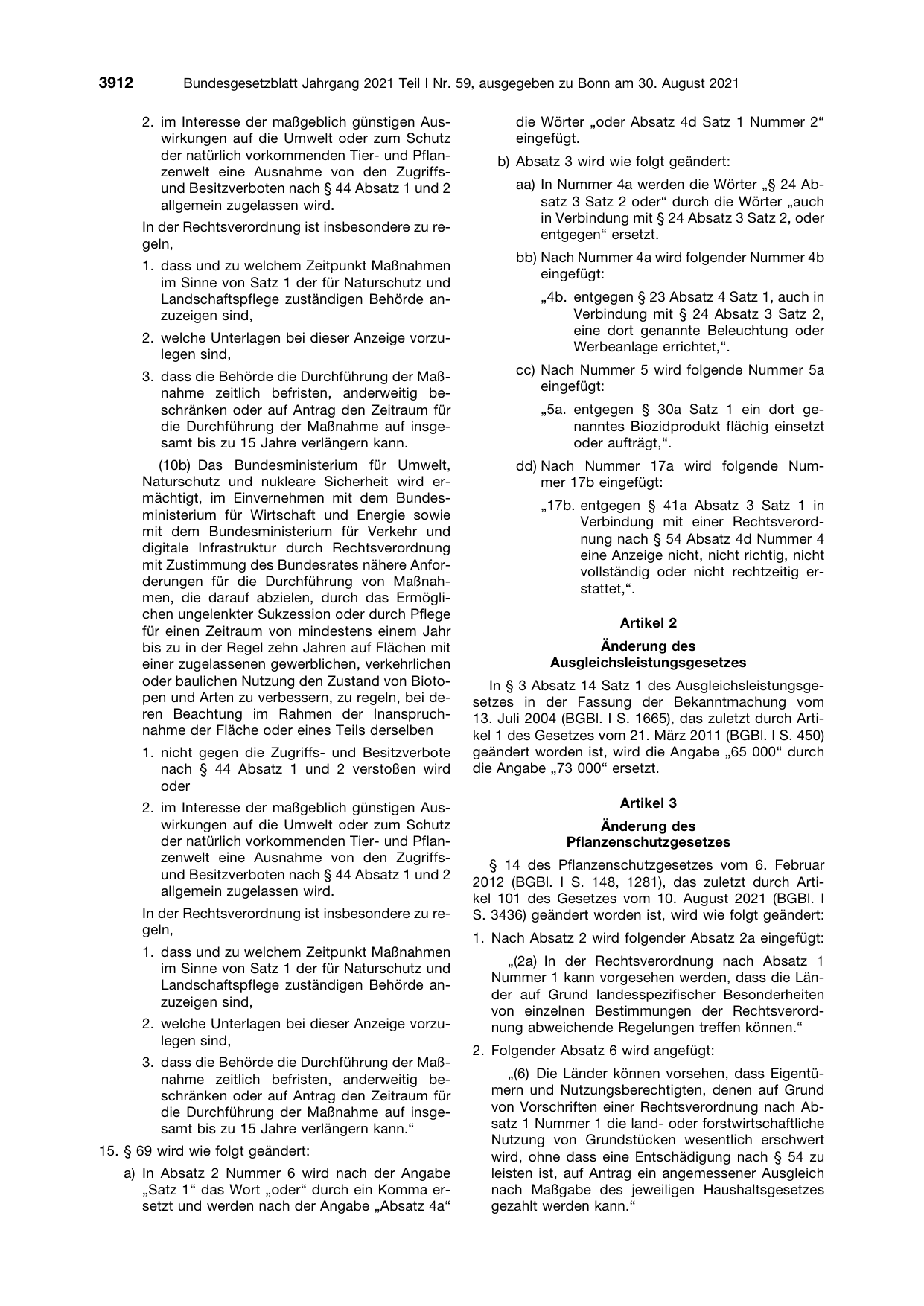 BGBl. 2021, Seite 3912 — Originalseite als Abbildung