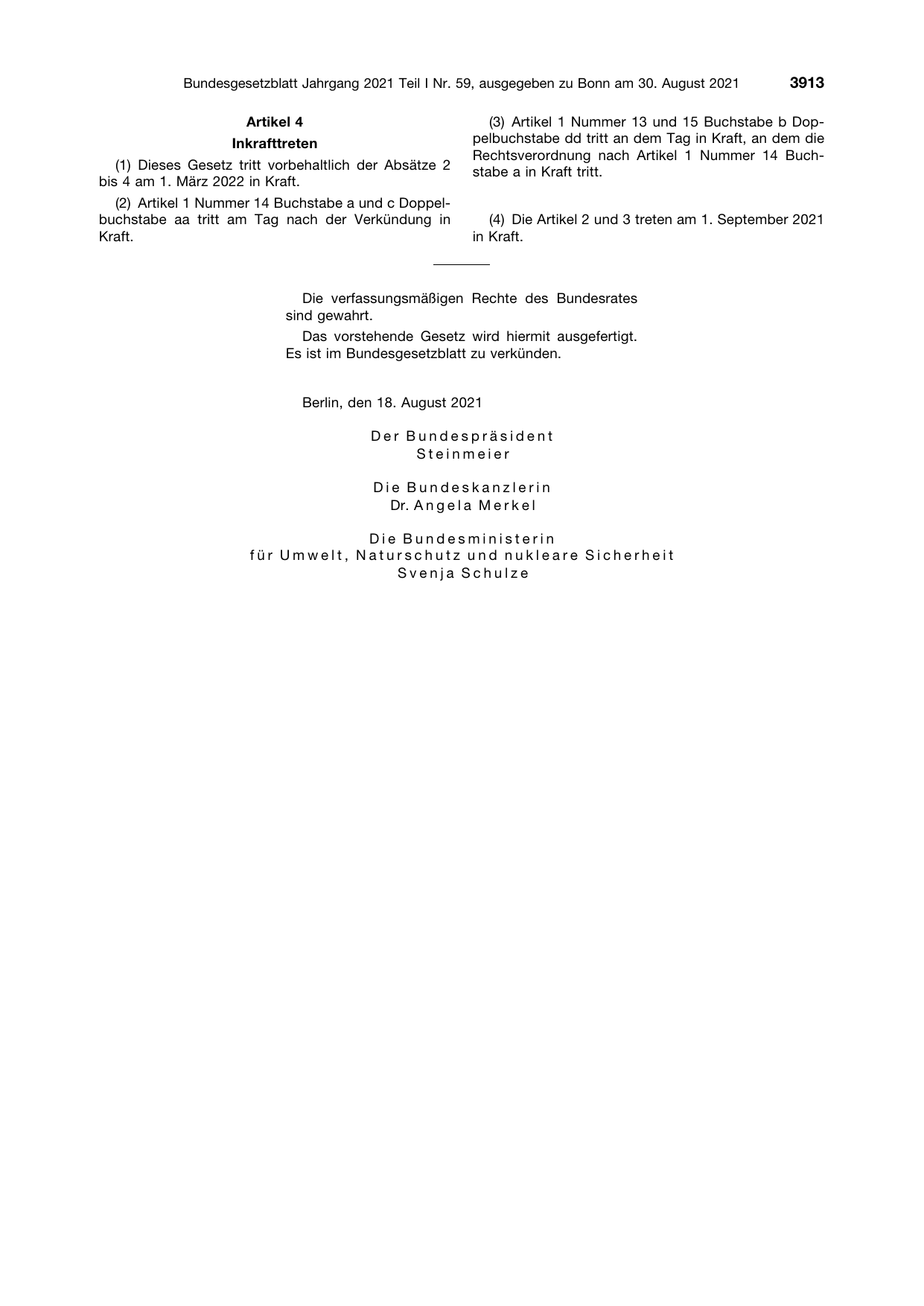 BGBl. 2021, Seite 3913 — Originalseite als Abbildung
