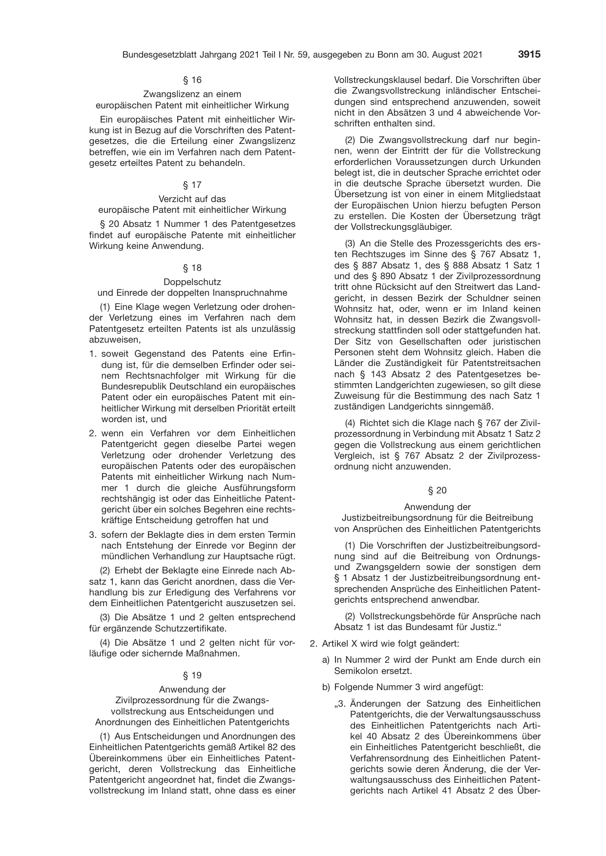 BGBl. 2021, Seite 3915 — Originalseite als Abbildung