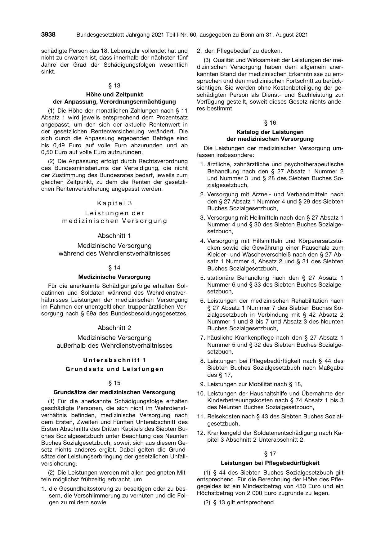 BGBl. 2021, Seite 3938 — Originalseite als Abbildung