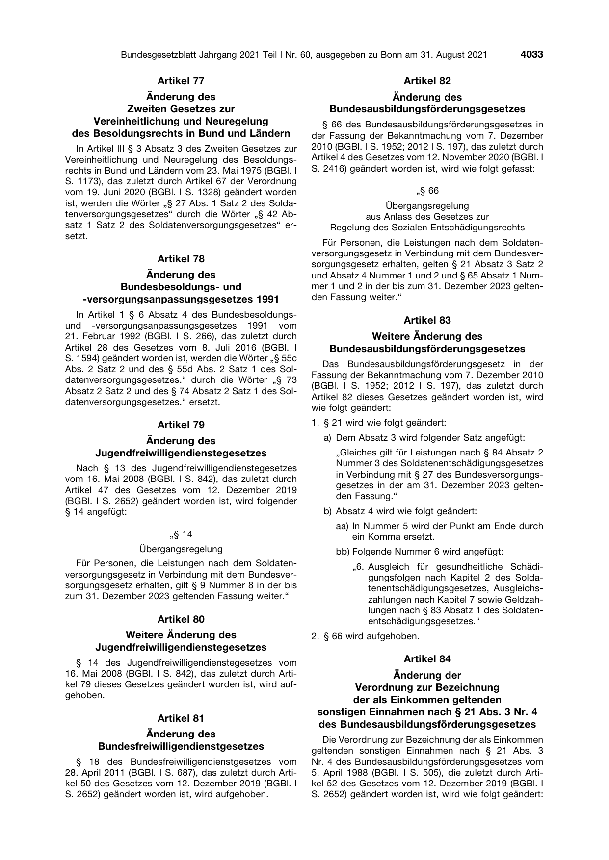 BGBl. 2021, Seite 4033 — Originalseite als Abbildung