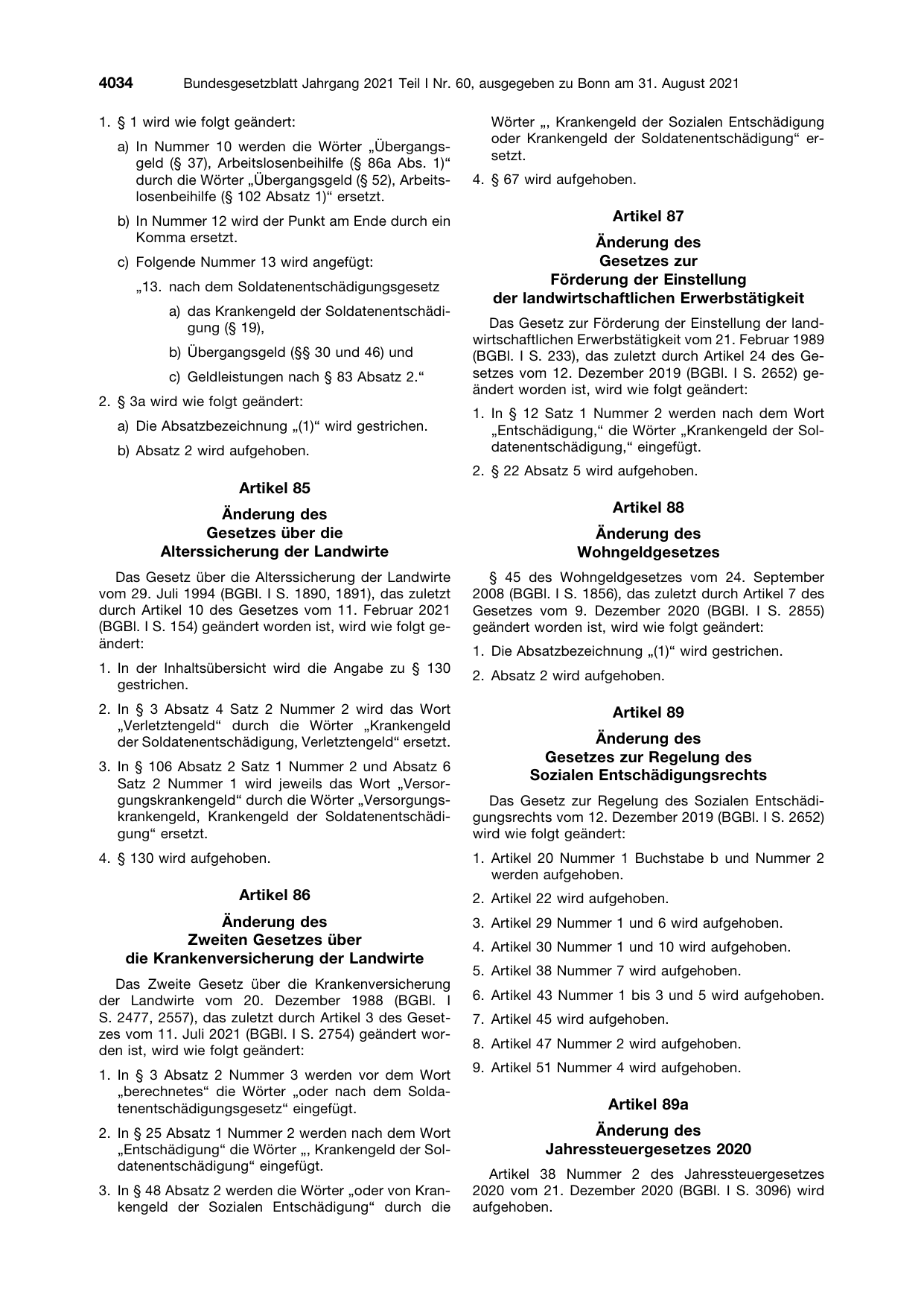 BGBl. 2021, Seite 4034 — Originalseite als Abbildung