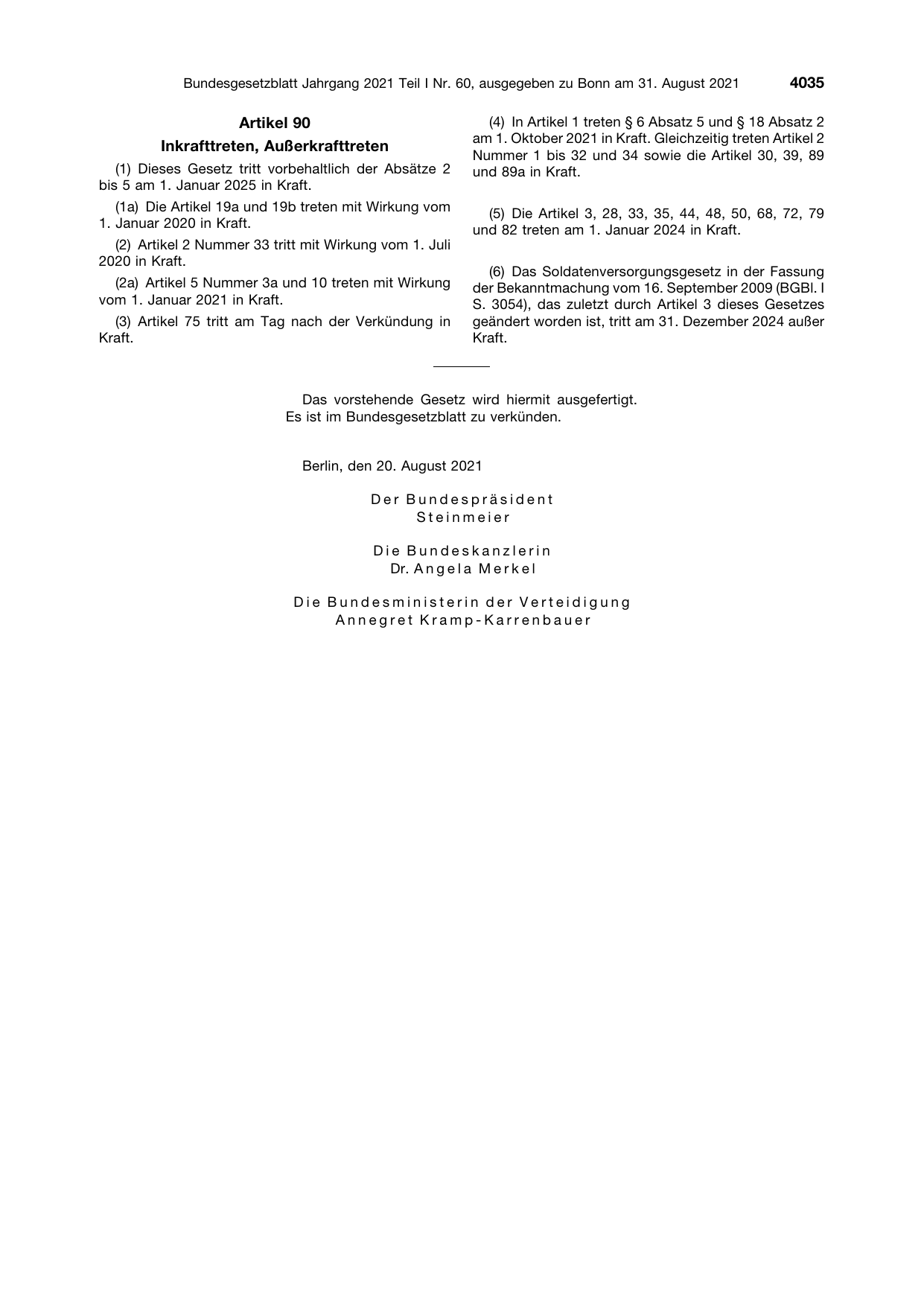 BGBl. 2021, Seite 4035 — Originalseite als Abbildung