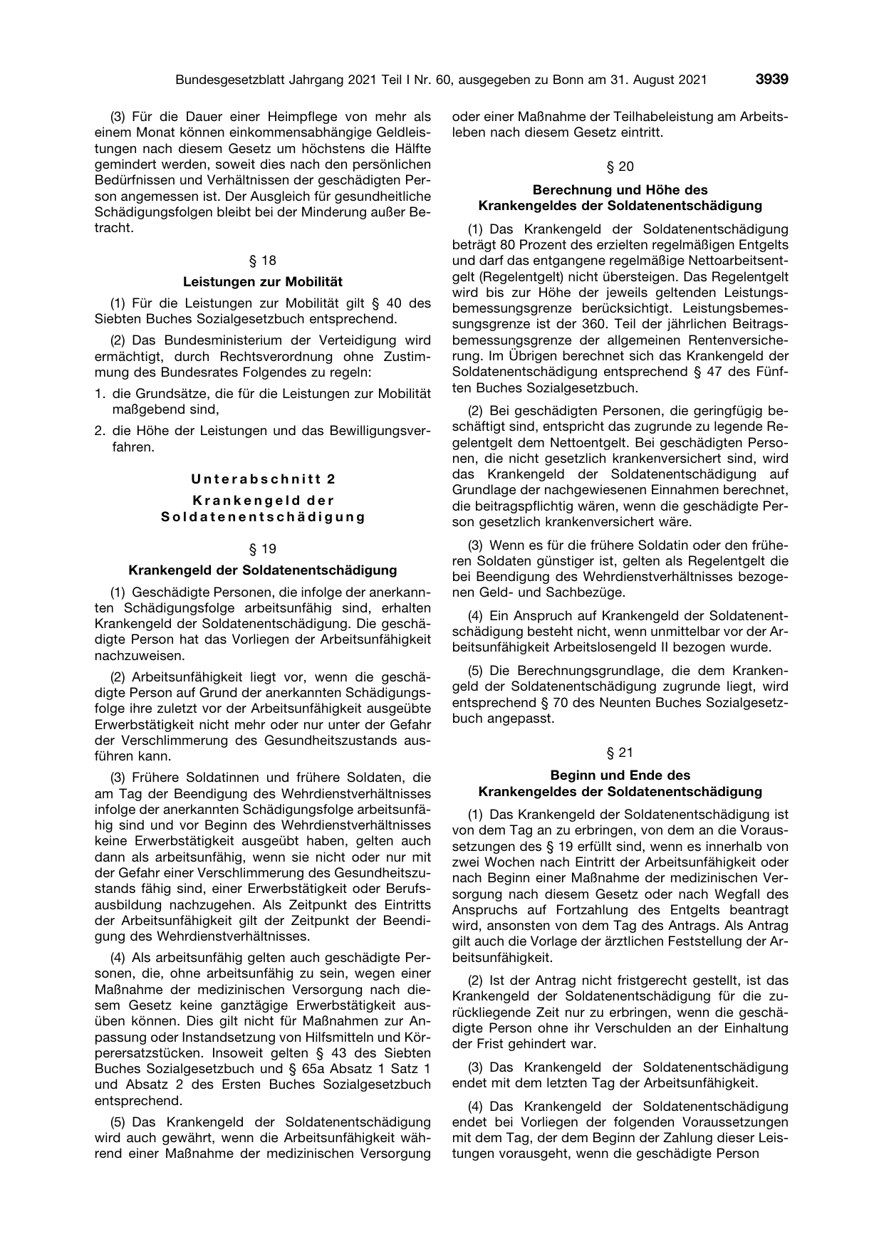 BGBl. 2021, Seite 3939 — Originalseite als Abbildung