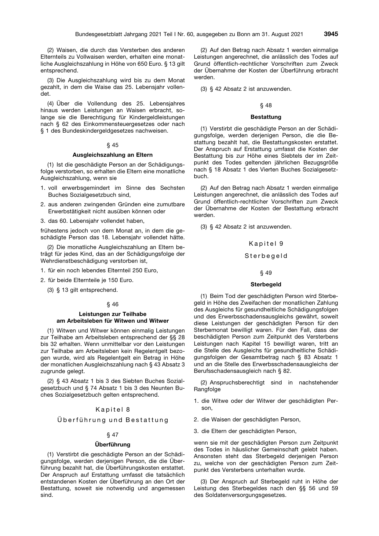 BGBl. 2021, Seite 3945 — Originalseite als Abbildung
