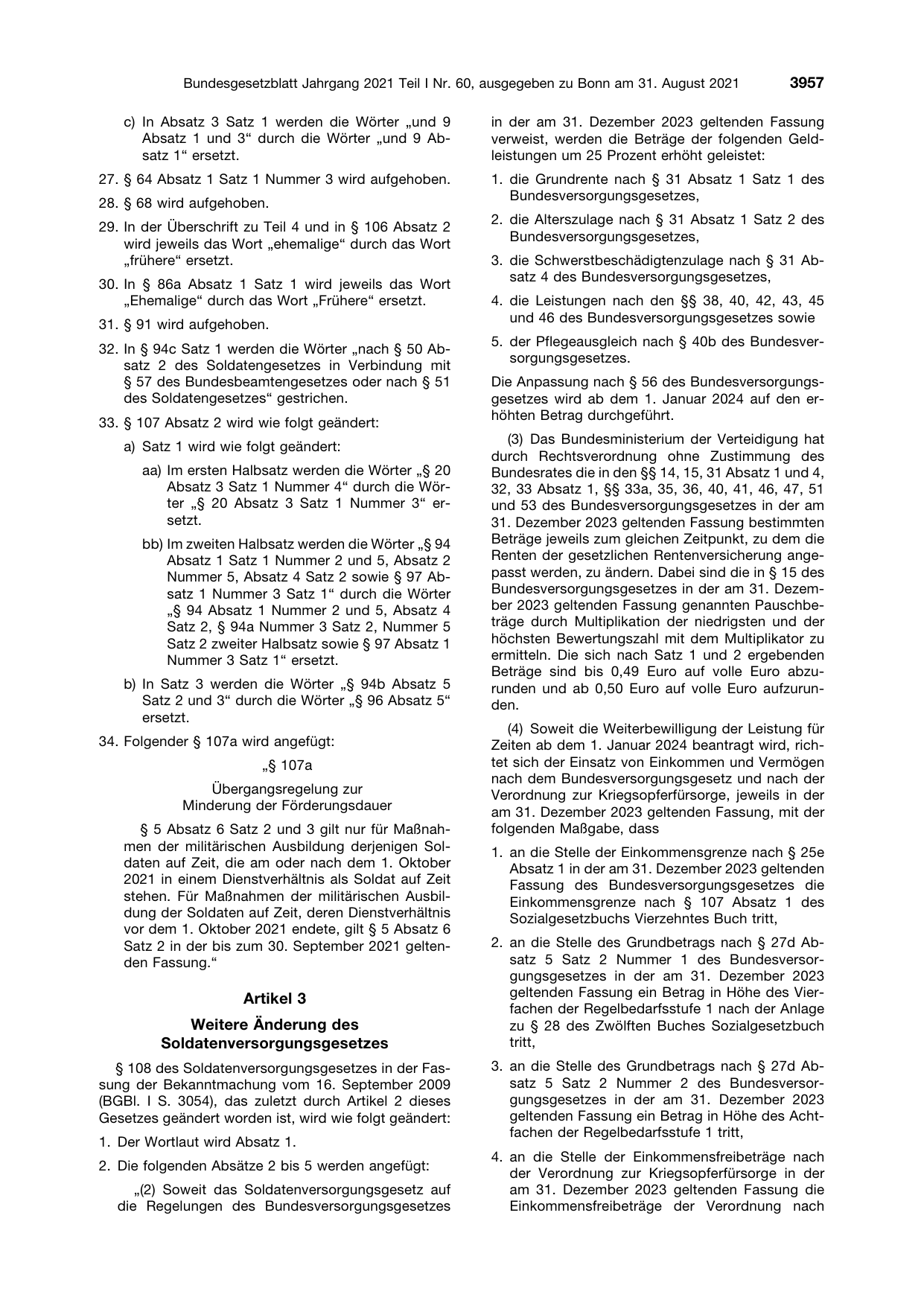 BGBl. 2021, Seite 3957 — Originalseite als Abbildung