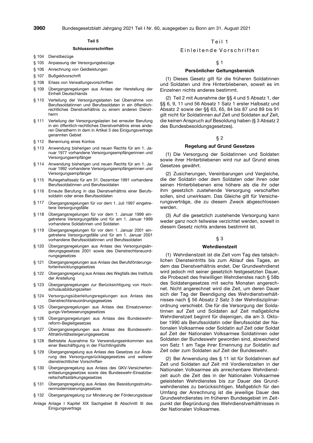 BGBl. 2021, Seite 3960 — Originalseite als Abbildung