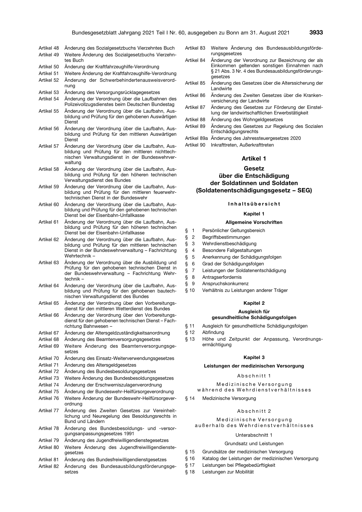 BGBl. 2021, Seite 3933 — Originalseite als Abbildung