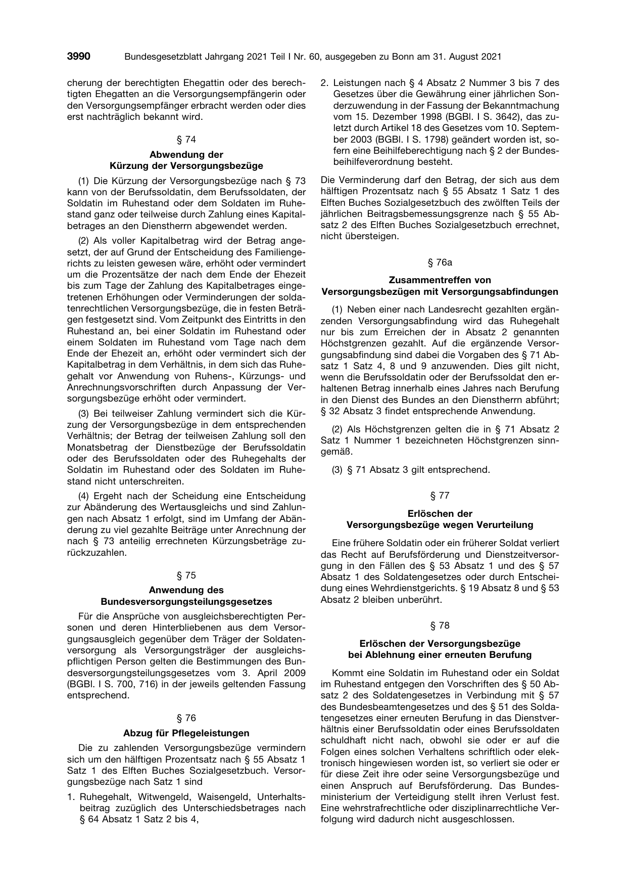 BGBl. 2021, Seite 3990 — Originalseite als Abbildung