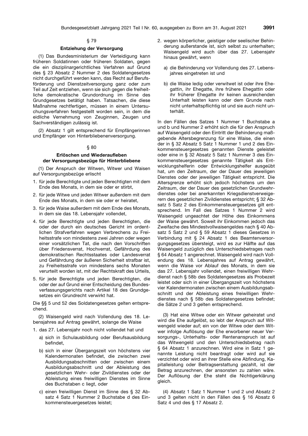 BGBl. 2021, Seite 3991 — Originalseite als Abbildung