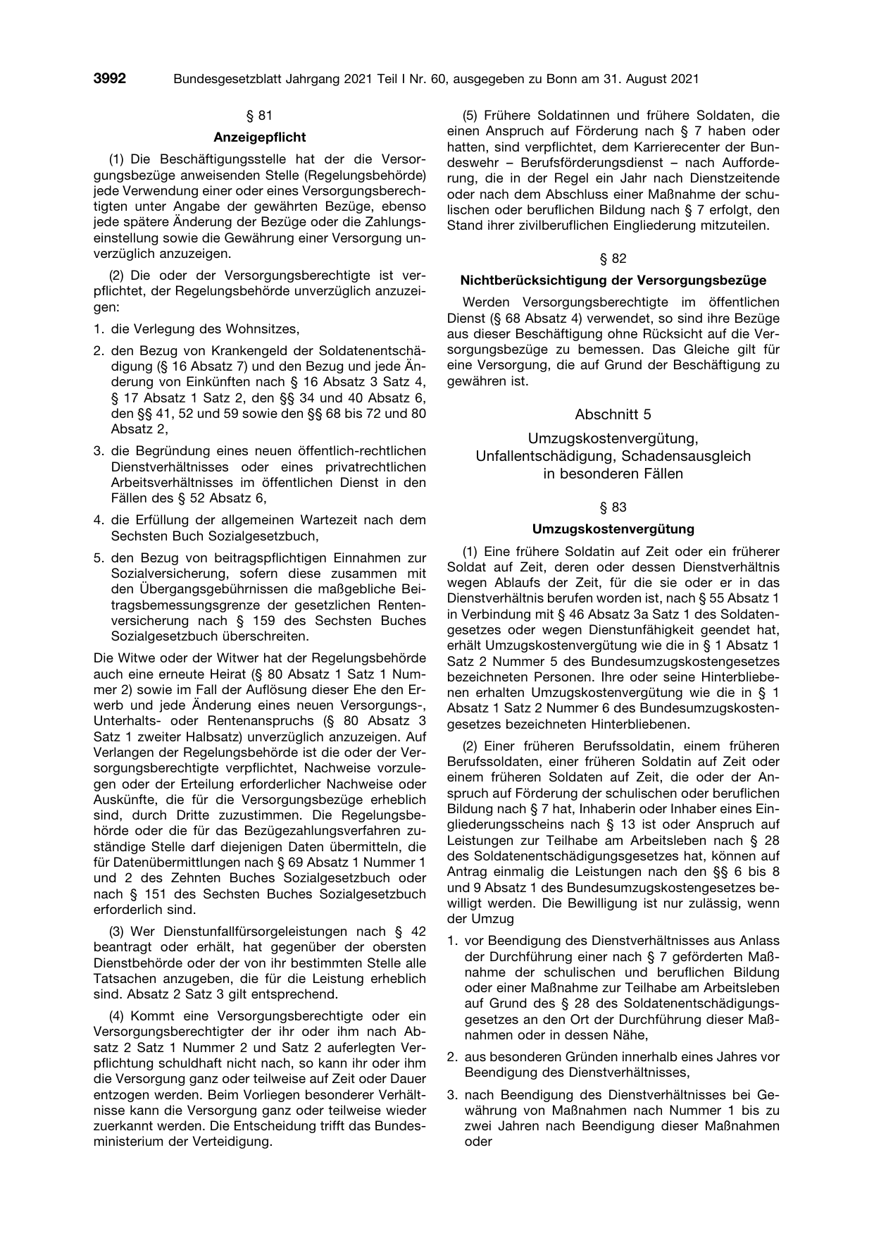 BGBl. 2021, Seite 3992 — Originalseite als Abbildung