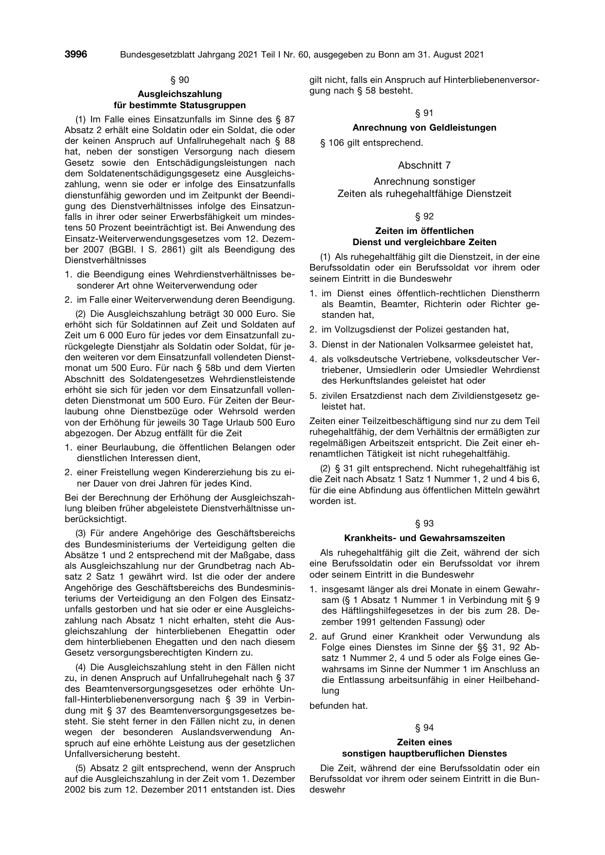 BGBl. 2021, Seite 3996 — Originalseite als Abbildung