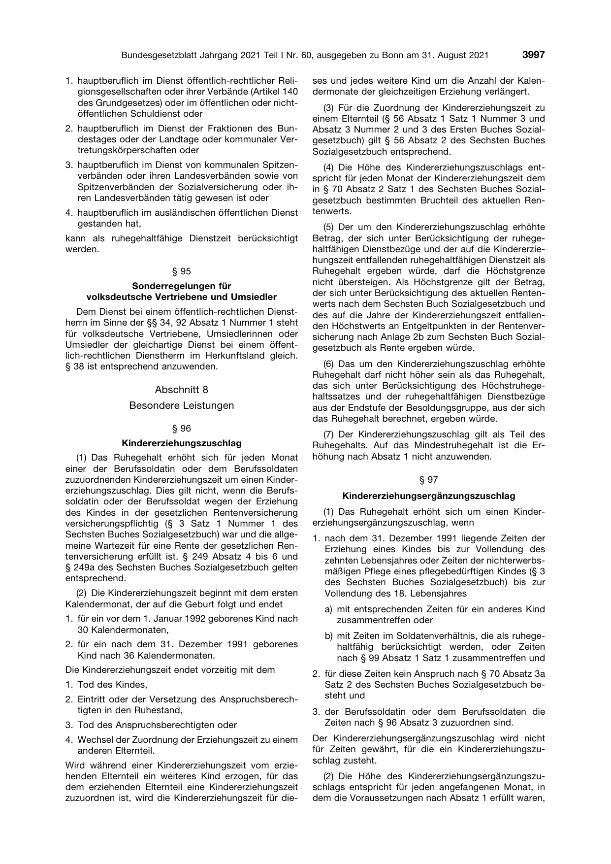 BGBl. 2021, Seite 3997 — Originalseite als Abbildung