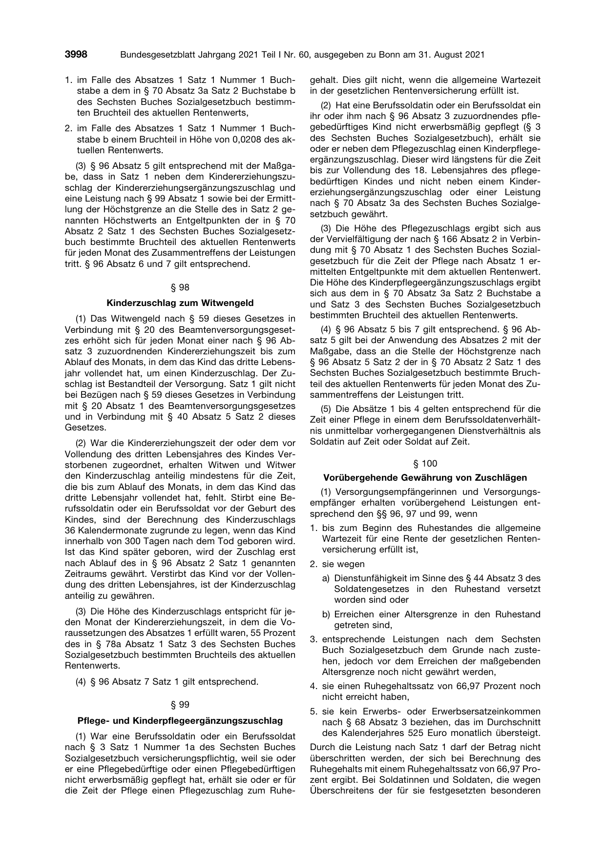 BGBl. 2021, Seite 3998 — Originalseite als Abbildung