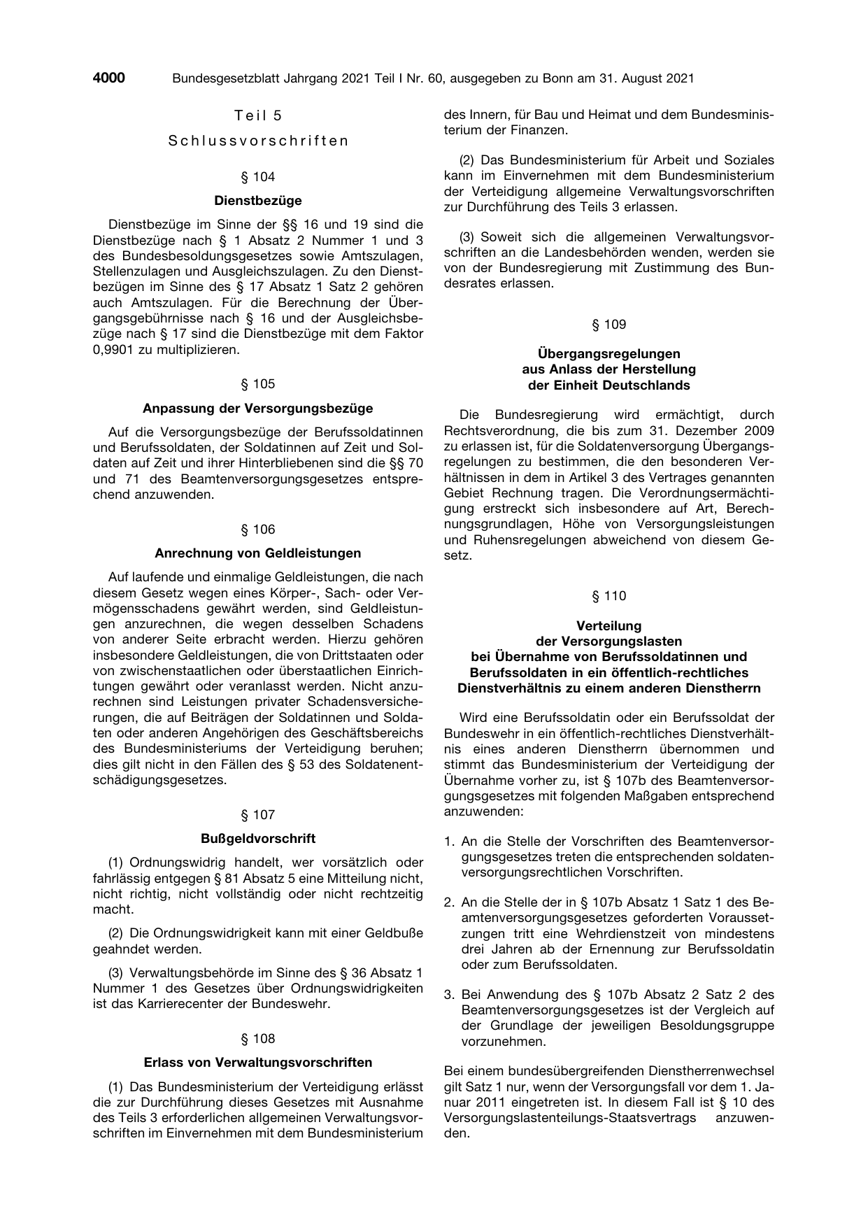 BGBl. 2021, Seite 4000 — Originalseite als Abbildung