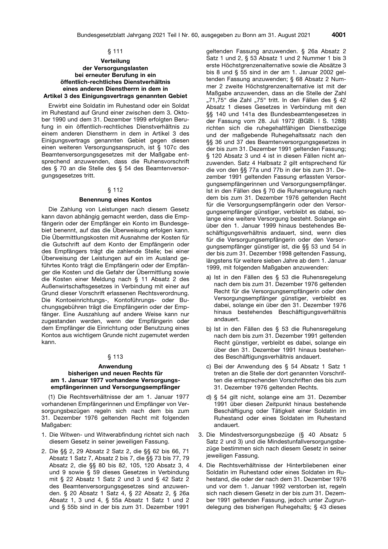 BGBl. 2021, Seite 4001 — Originalseite als Abbildung