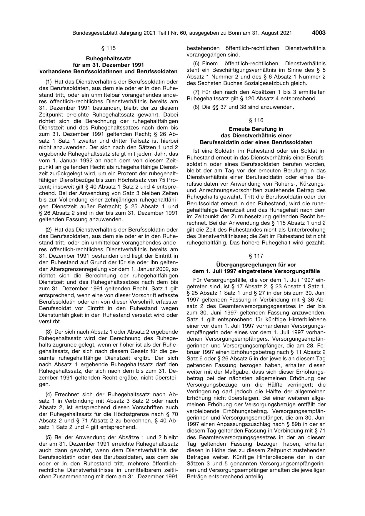 BGBl. 2021, Seite 4003 — Originalseite als Abbildung