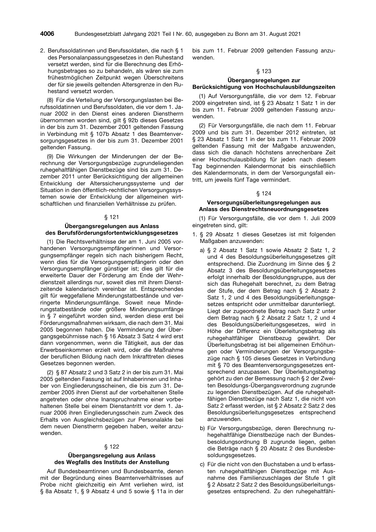BGBl. 2021, Seite 4006 — Originalseite als Abbildung