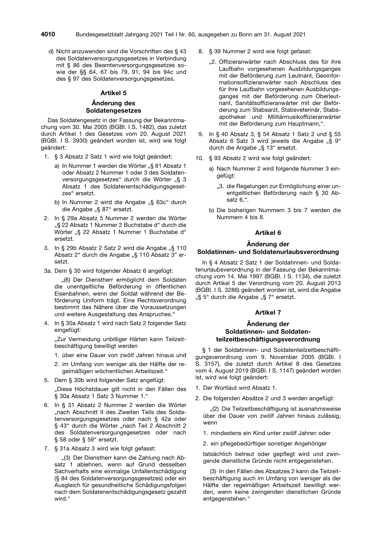 BGBl. 2021, Seite 4010 — Originalseite als Abbildung
