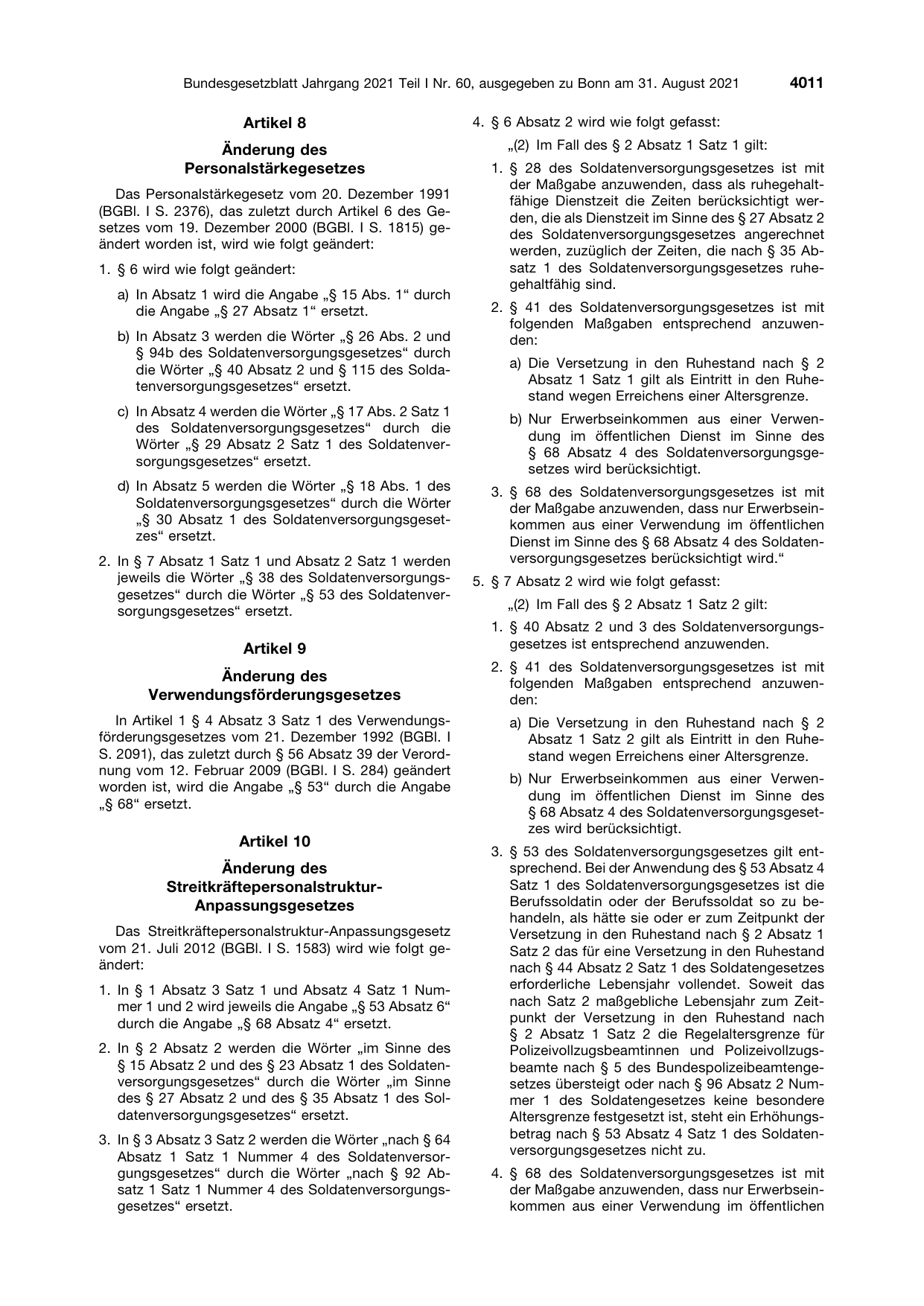 BGBl. 2021, Seite 4011 — Originalseite als Abbildung