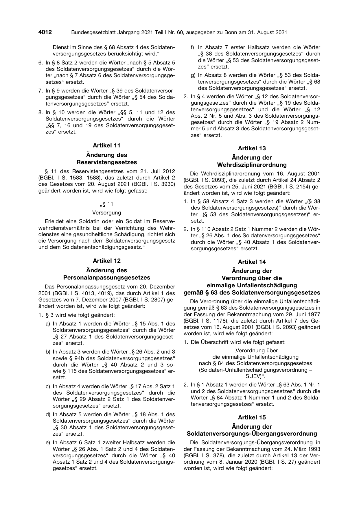 BGBl. 2021, Seite 4012 — Originalseite als Abbildung
