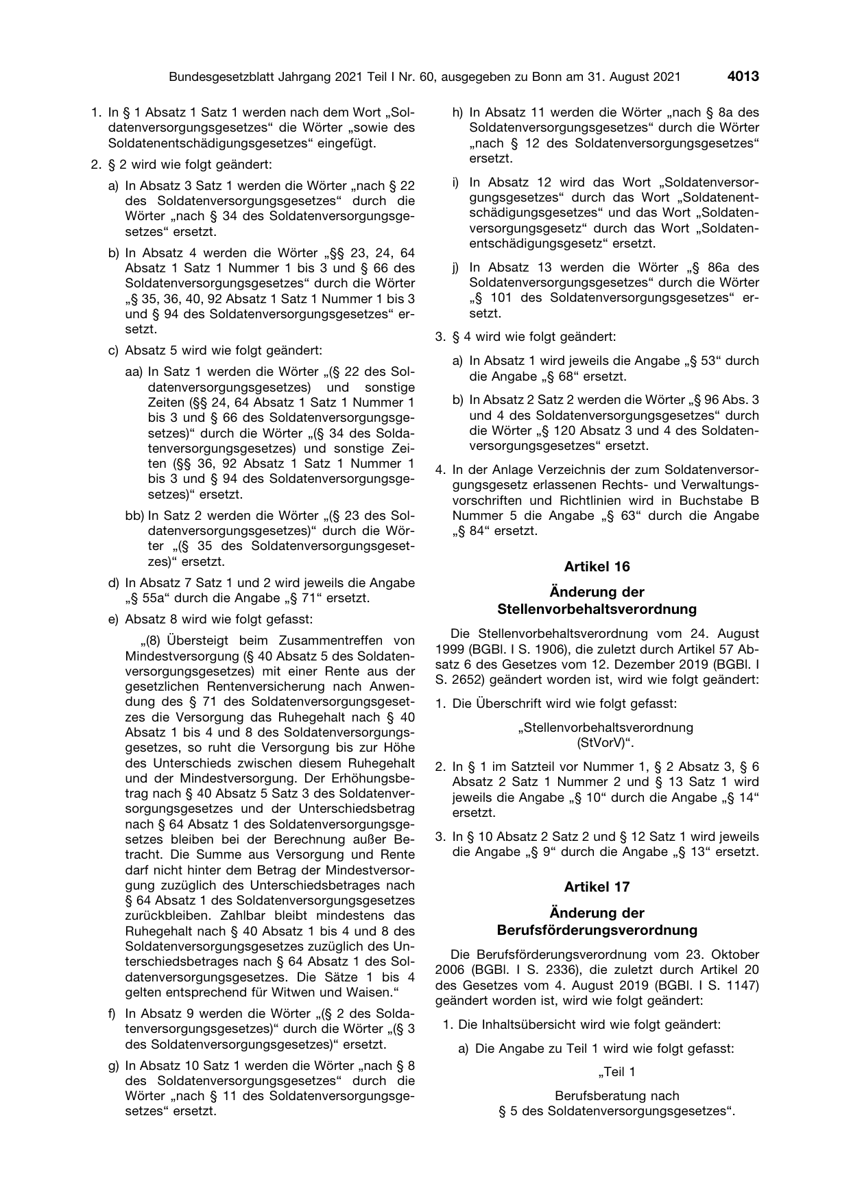 BGBl. 2021, Seite 4013 — Originalseite als Abbildung