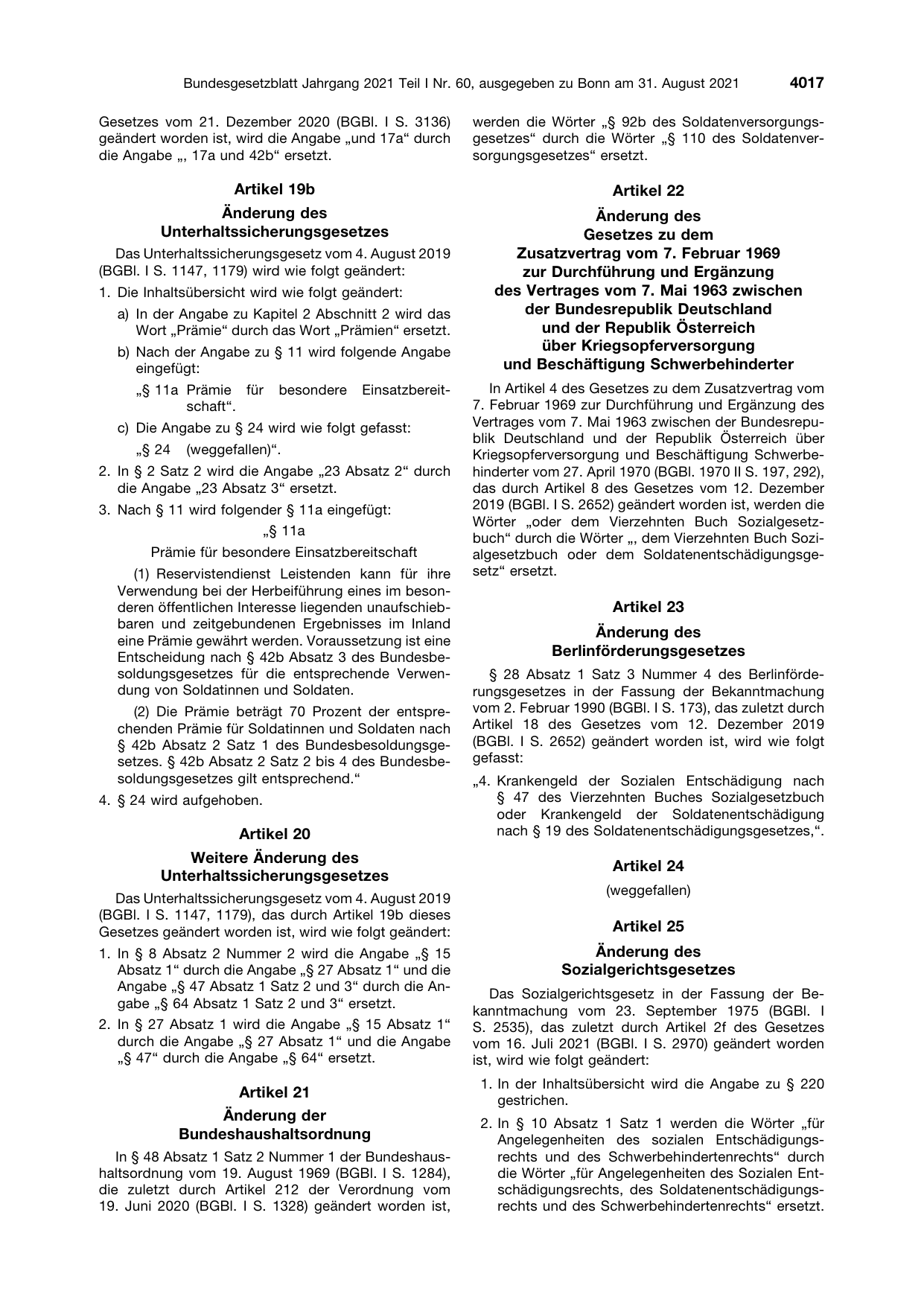 BGBl. 2021, Seite 4017 — Originalseite als Abbildung