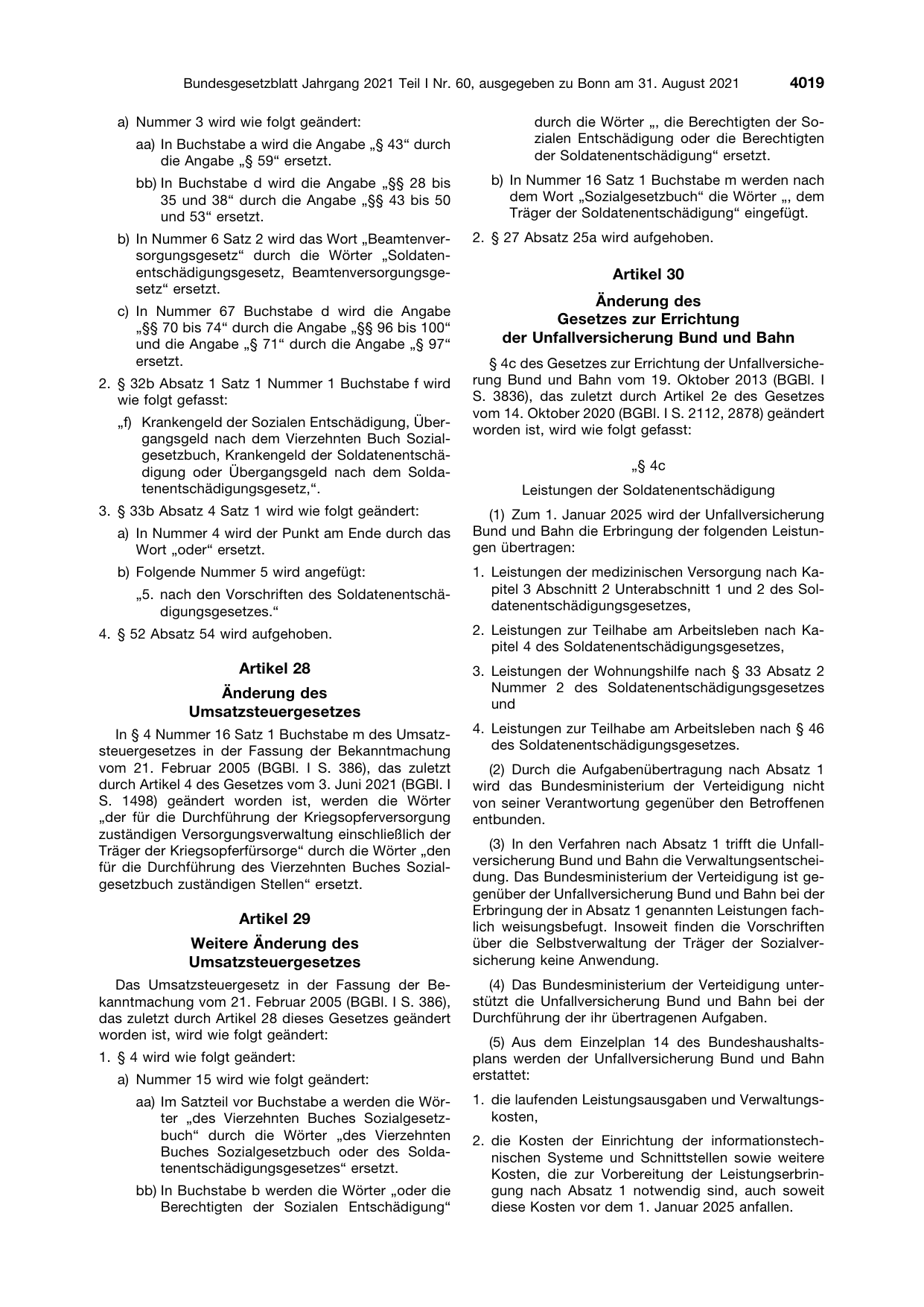 BGBl. 2021, Seite 4019 — Originalseite als Abbildung