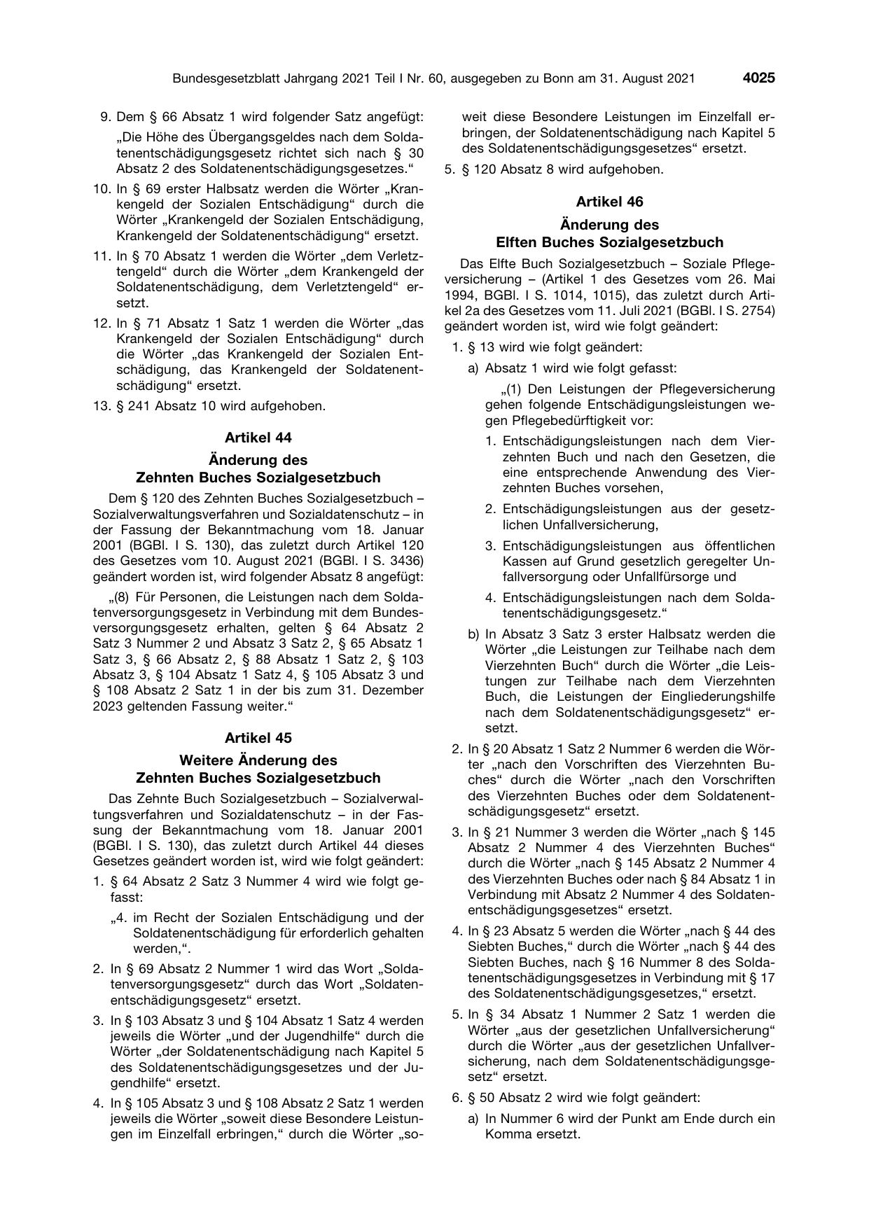 BGBl. 2021, Seite 4025 — Originalseite als Abbildung