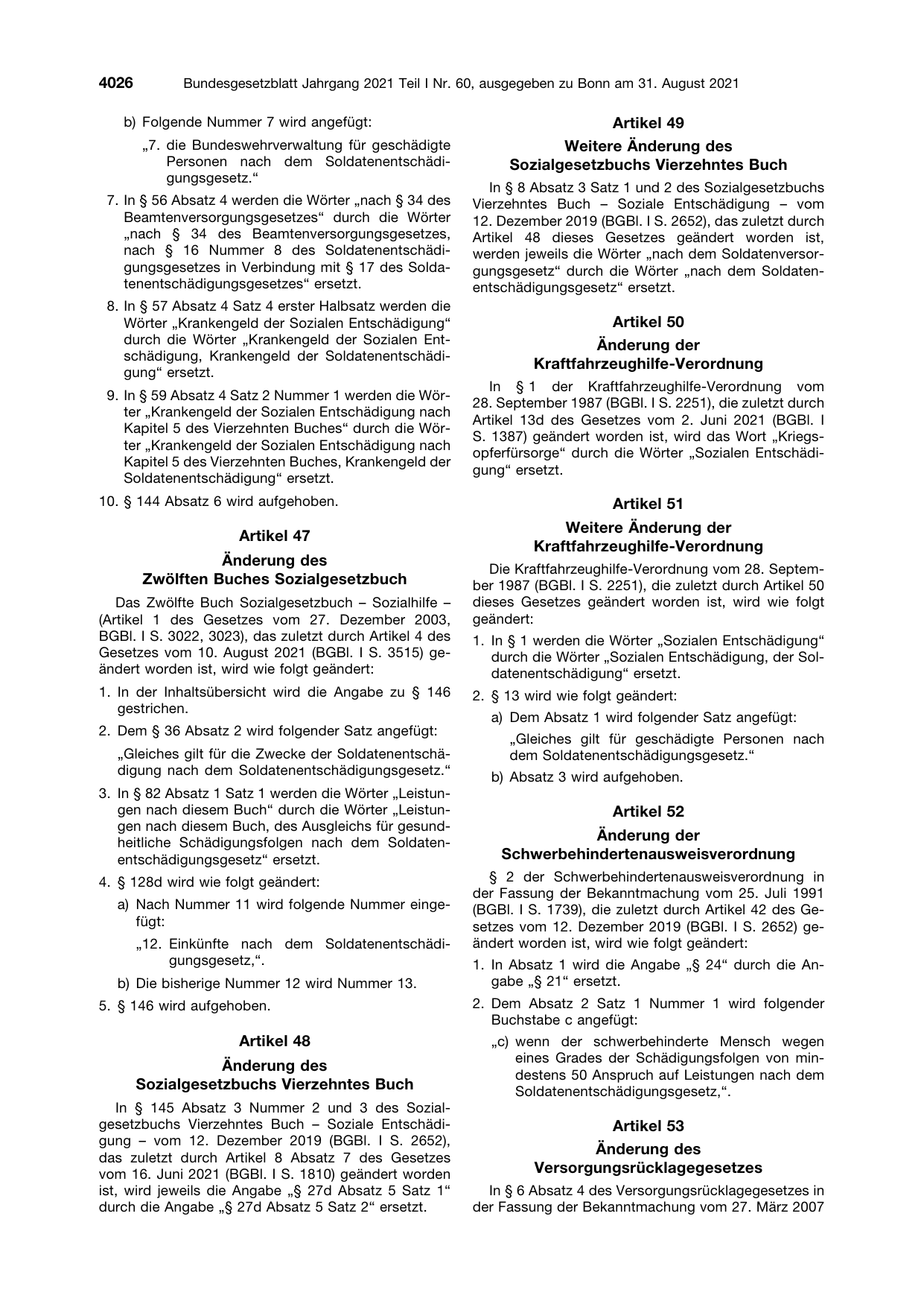 BGBl. 2021, Seite 4026 — Originalseite als Abbildung