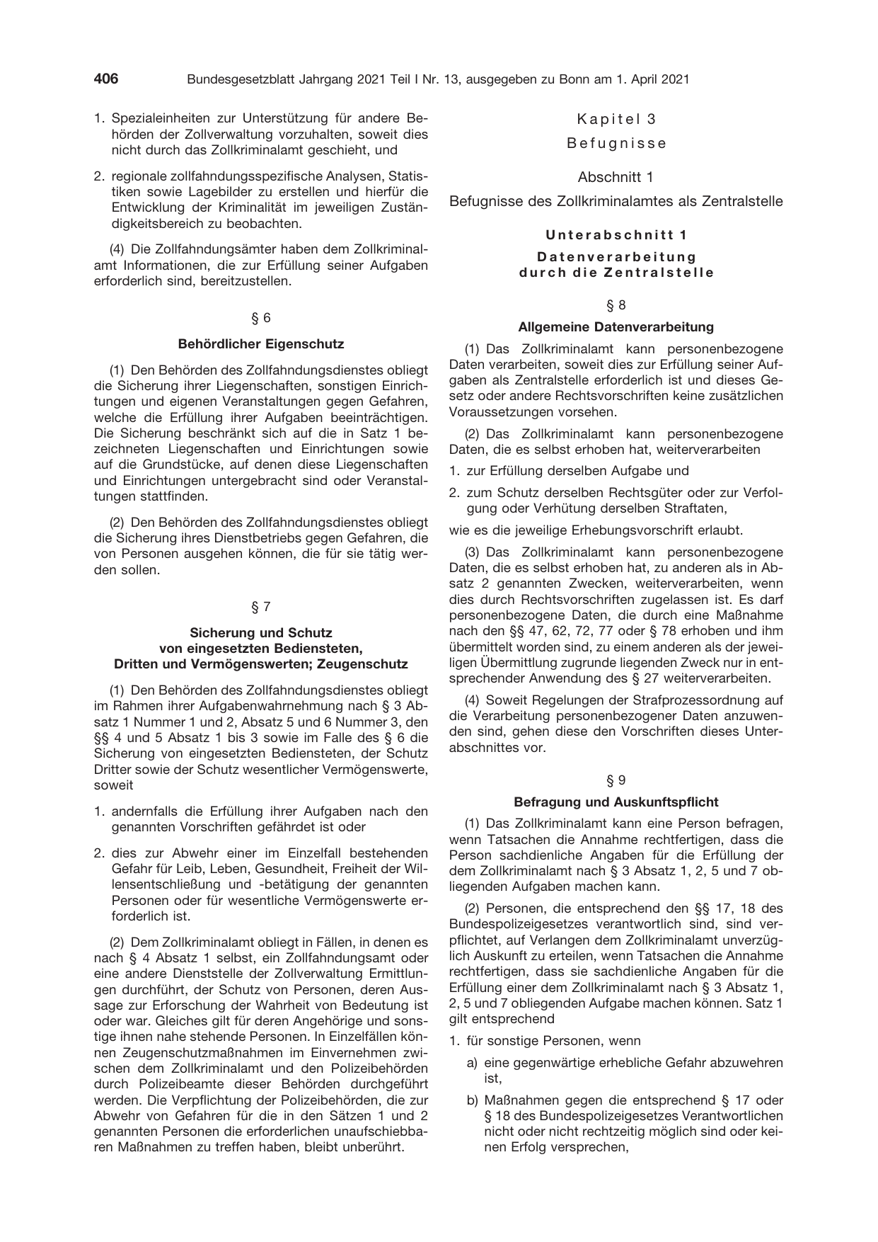 BGBl. 2021, Seite 406 — Originalseite als Abbildung
