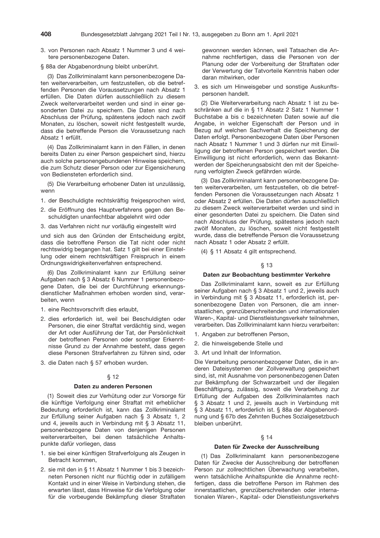BGBl. 2021, Seite 408 — Originalseite als Abbildung