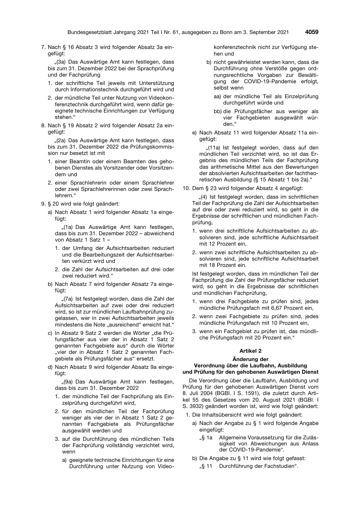 BGBl. 2021, Seite 4059 — Originalseite als Abbildung