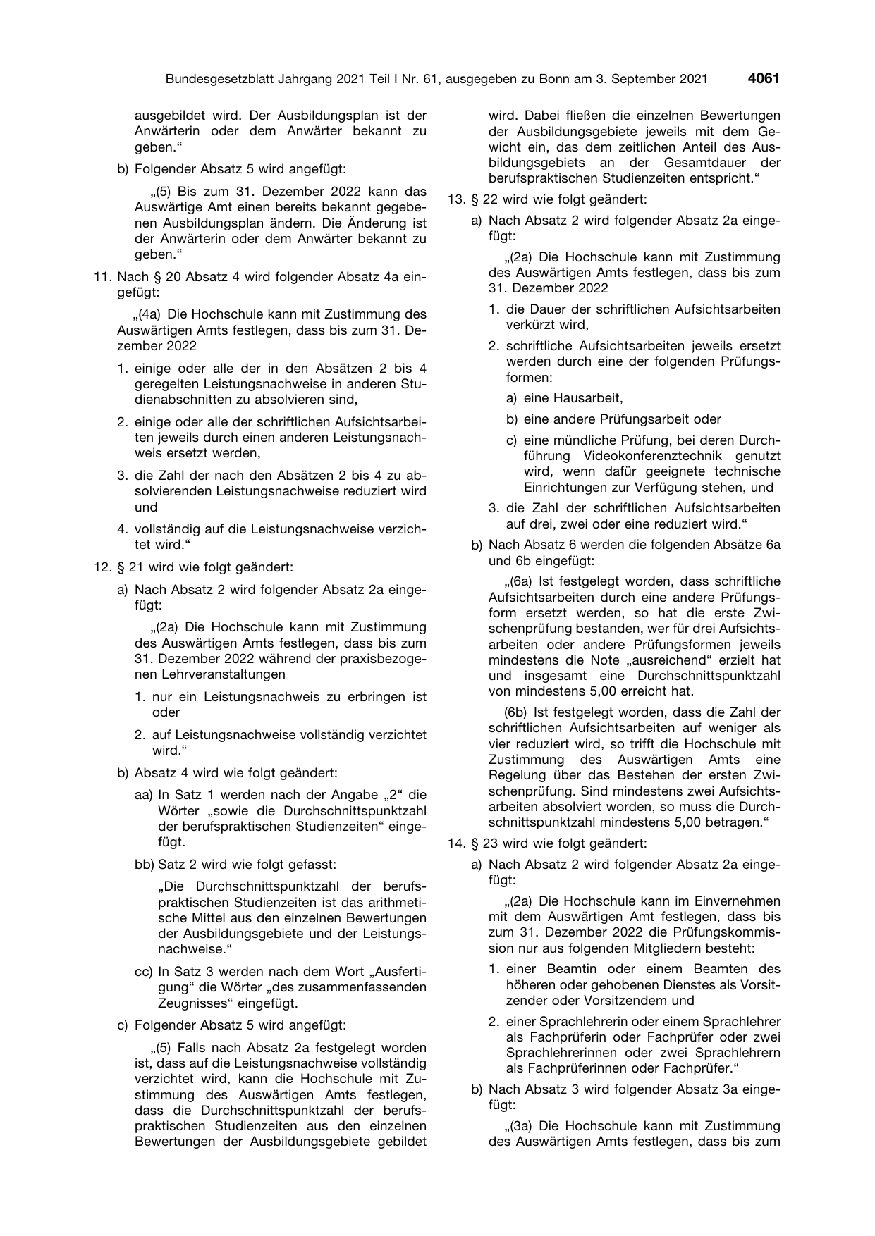 BGBl. 2021, Seite 4061 — Originalseite als Abbildung