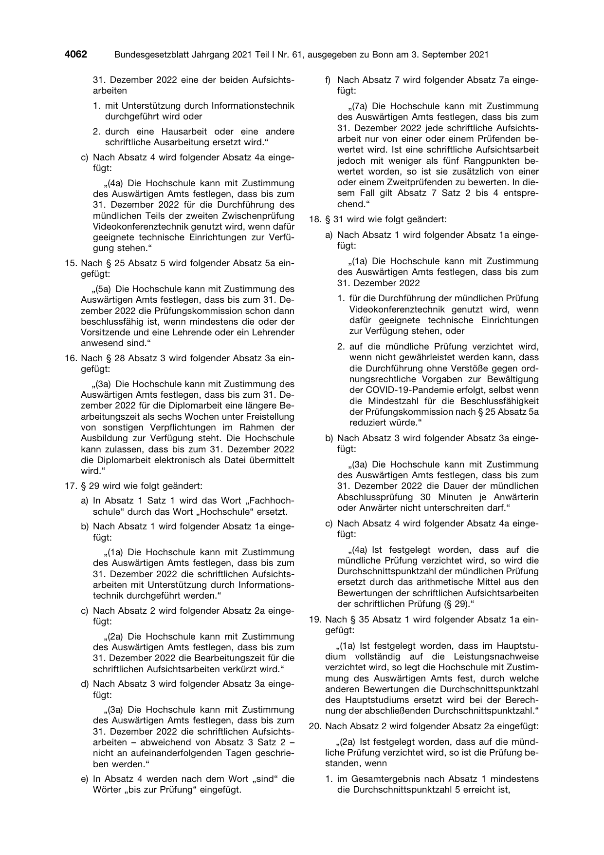 BGBl. 2021, Seite 4062 — Originalseite als Abbildung