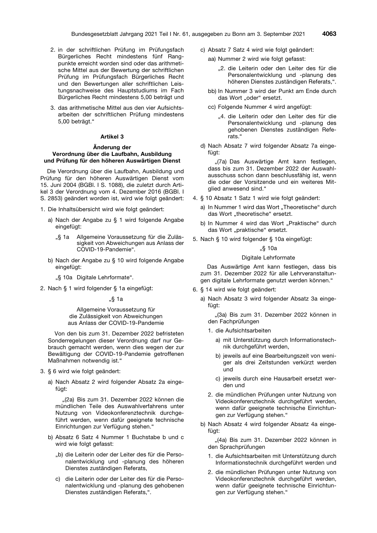 BGBl. 2021, Seite 4063 — Originalseite als Abbildung