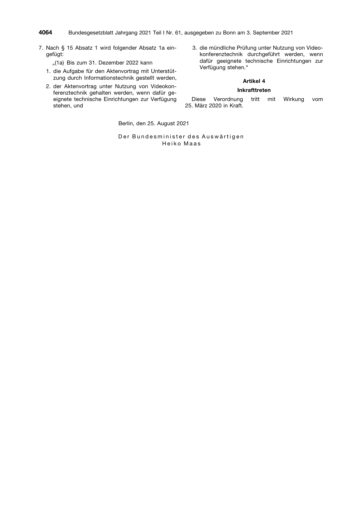 BGBl. 2021, Seite 4064 — Originalseite als Abbildung