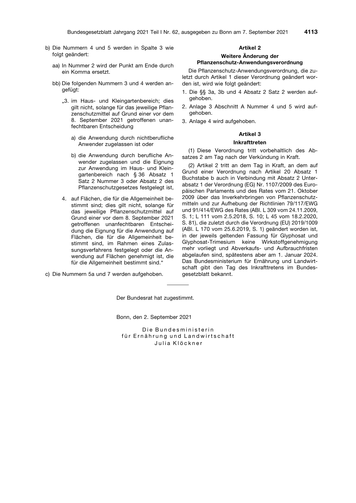 BGBl. 2021, Seite 4113 — Originalseite als Abbildung