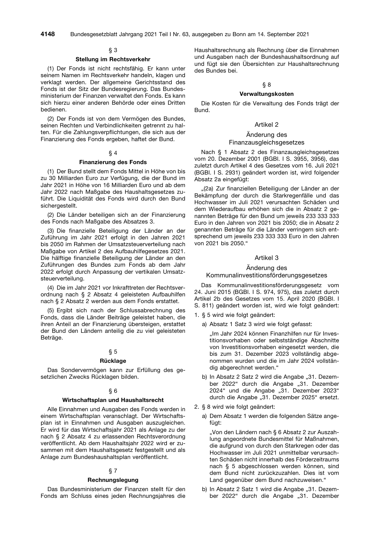 BGBl. 2021, Seite 4148 — Originalseite als Abbildung