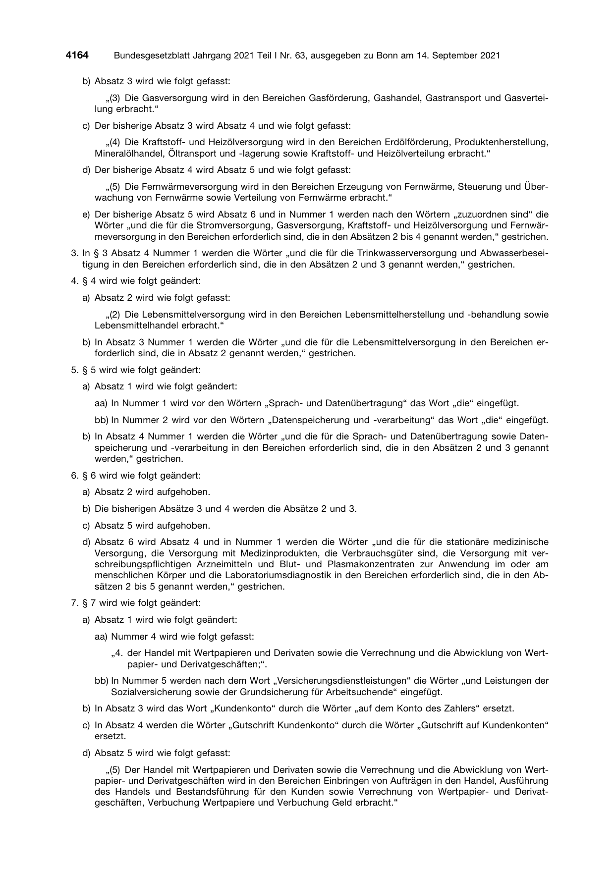 BGBl. 2021, Seite 4164 — Originalseite als Abbildung