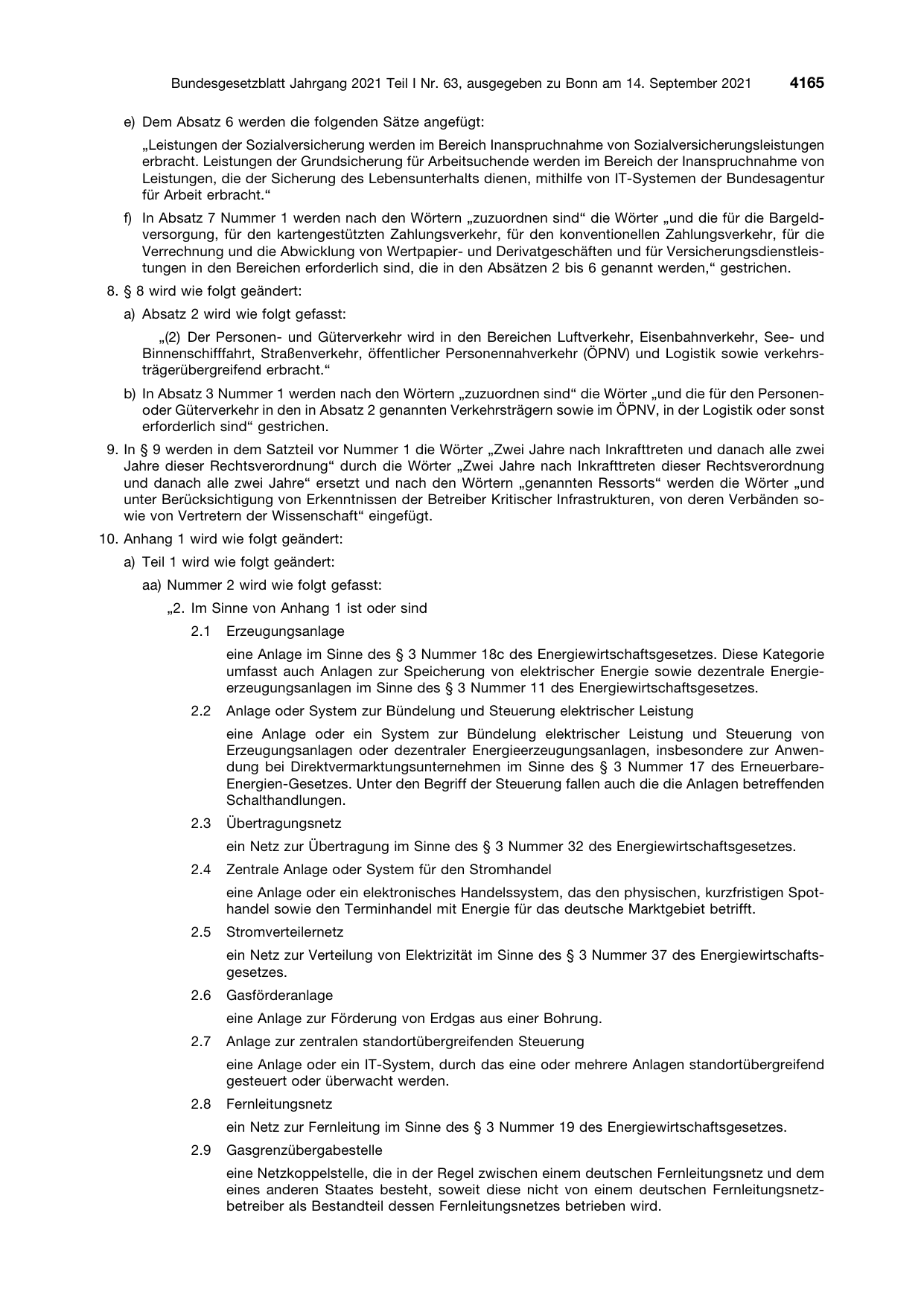 BGBl. 2021, Seite 4165 — Originalseite als Abbildung