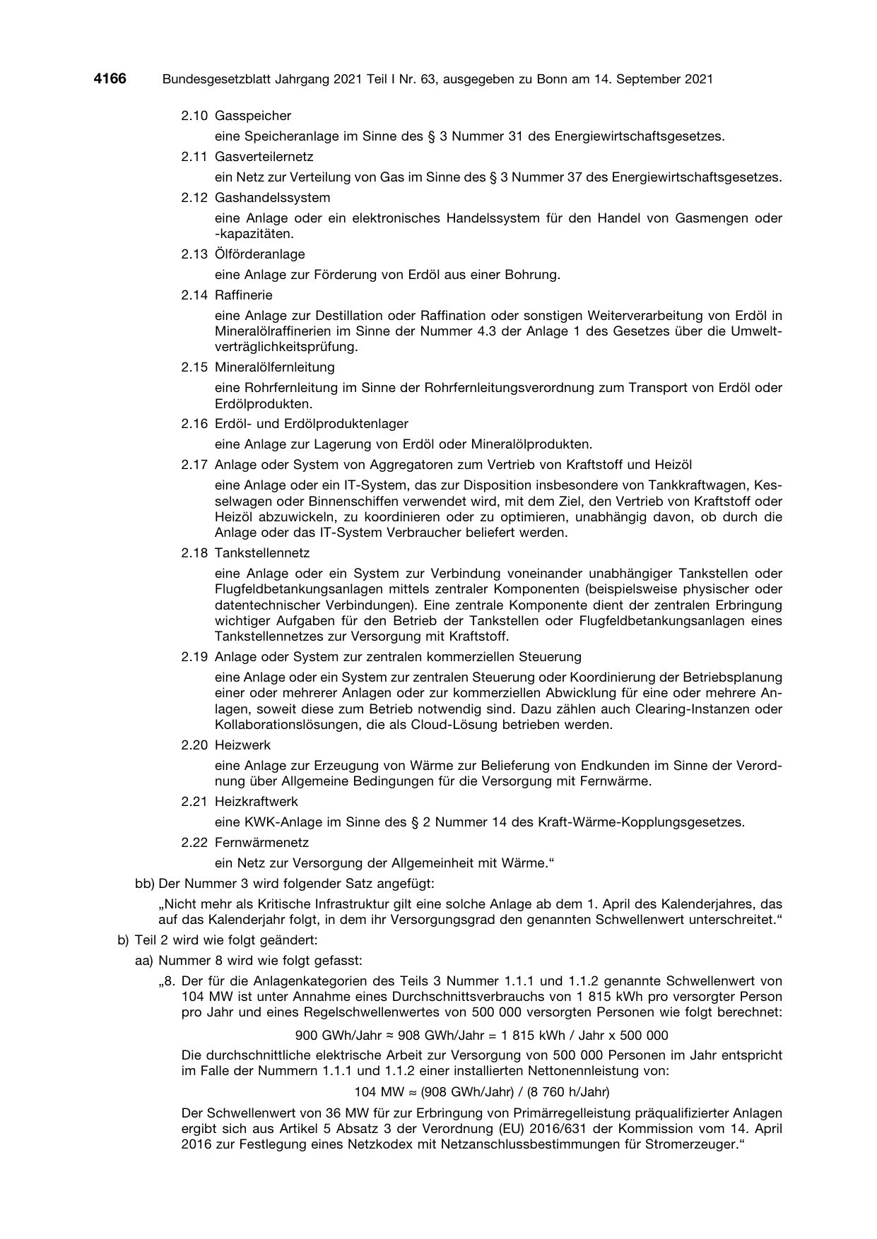 BGBl. 2021, Seite 4166 — Originalseite als Abbildung