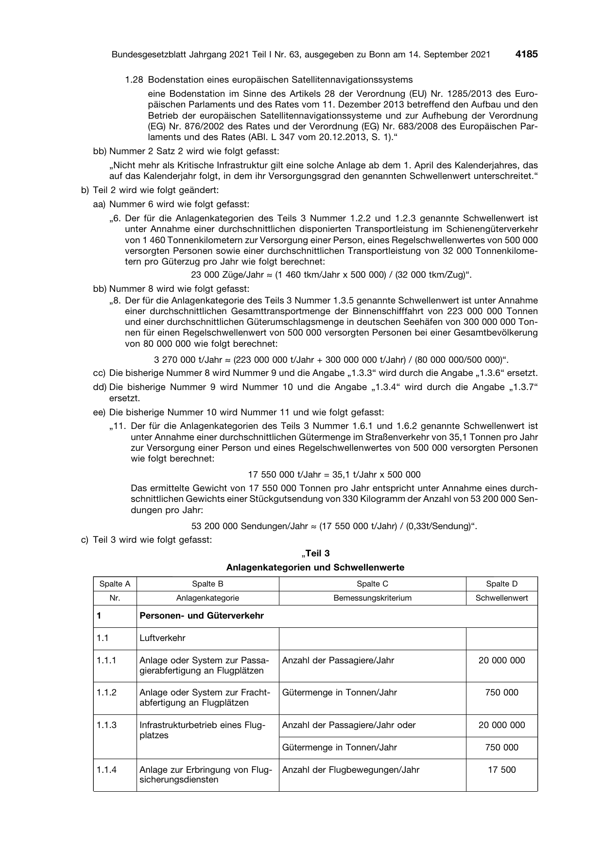 BGBl. 2021, Seite 4185 — Originalseite als Abbildung