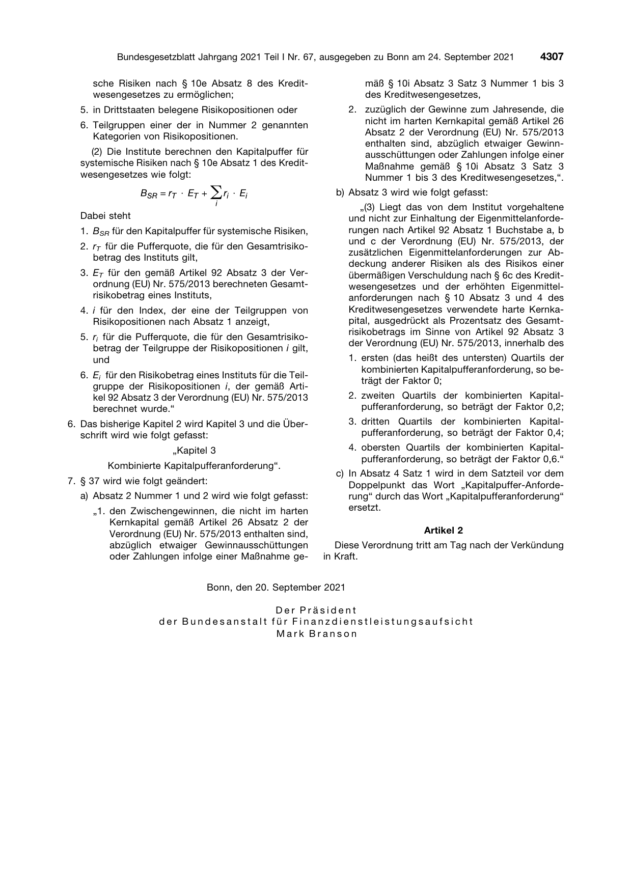 BGBl. 2021, Seite 4307 — Originalseite als Abbildung