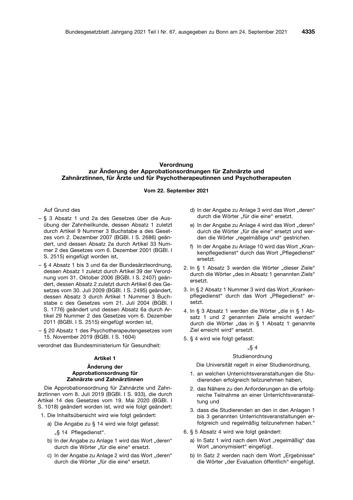 BGBl. 2021, Seite 4335 — Originalseite als Abbildung
