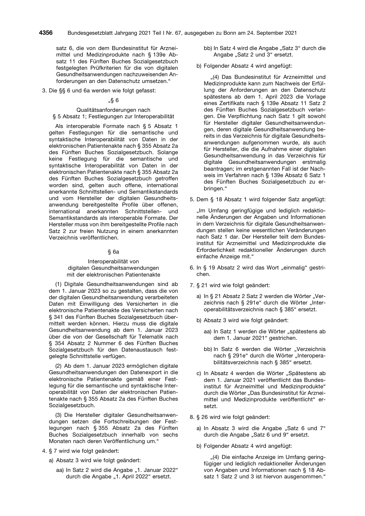 BGBl. 2021, Seite 4356 — Originalseite als Abbildung