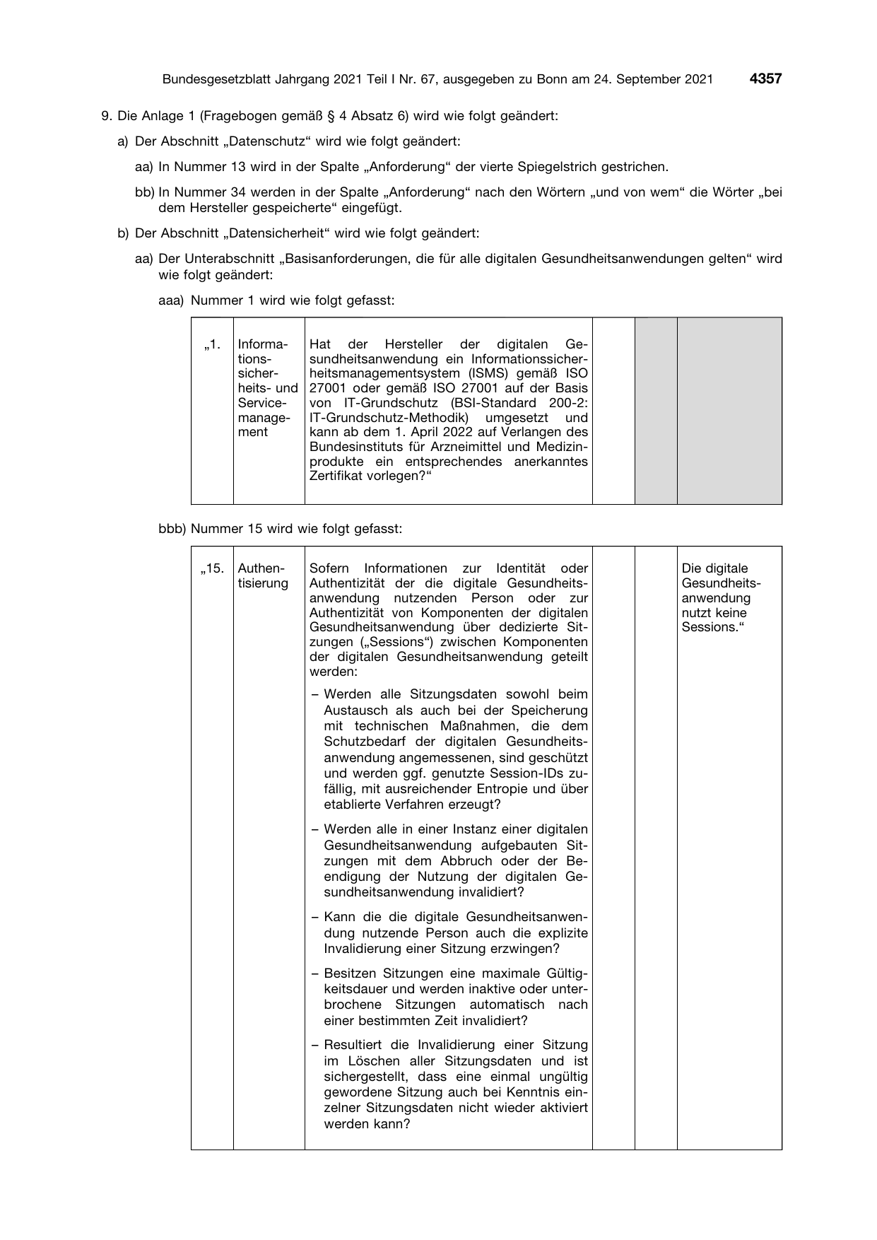 BGBl. 2021, Seite 4357 — Originalseite als Abbildung