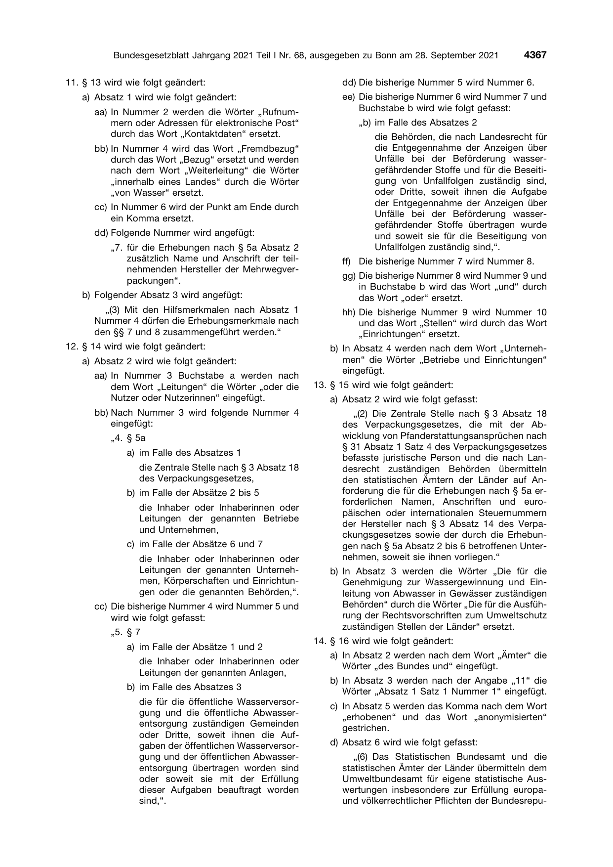 BGBl. 2021, Seite 4367 — Originalseite als Abbildung