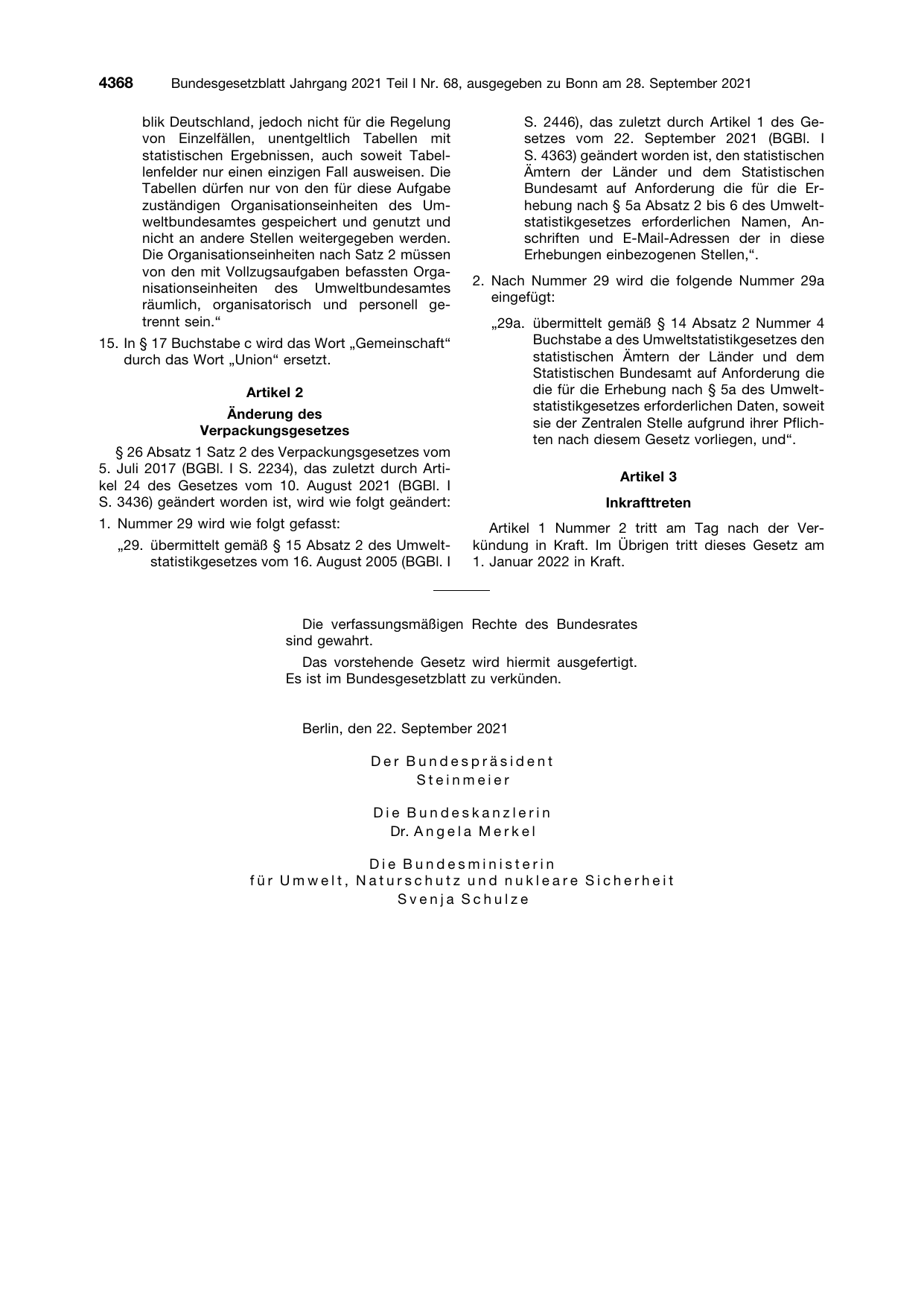BGBl. 2021, Seite 4368 — Originalseite als Abbildung